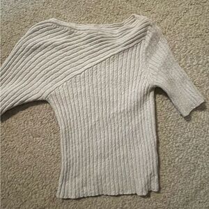 Anthropology Maeve Cream Ribbed Sweater